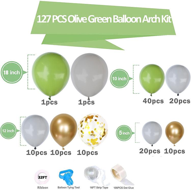 

Vintage Olive Green Balloon Chain Set Bean Paste Green Balloon Set Birthday Party Arrangement Olive Green Balloon Chain Package