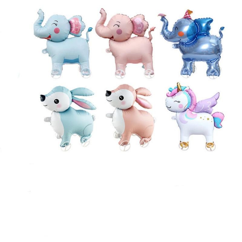 4D Dinosaur Dog Cat Standing Foil Balloons Animals Walking Balloon with Wheel for Kids Birthday Party Decoration Baby Shower