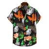 Spring and Summer Men's Beach Shirt Hawaiian Short Sleeve Flower Shirt Men's