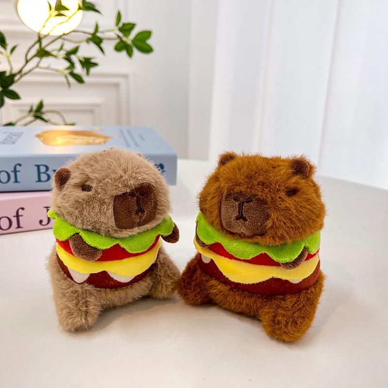 

Ugly cute burger capybara dinosaur plush pendant schoolbag couple keychain boutique doll grab machine doll 4 inch (0.05kg)