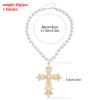 Jewelry Delicate Inlaid Pearl Cross Pendant Necklace Women, Wind Collarbone Chain