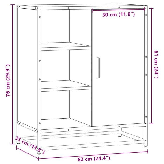 VidaXL Buffet sonoma gris 62x35x76 cm bois d'ingénierie, armoire de rangement, meuble d'entrée, meuble d'appoint, meuble de 848997