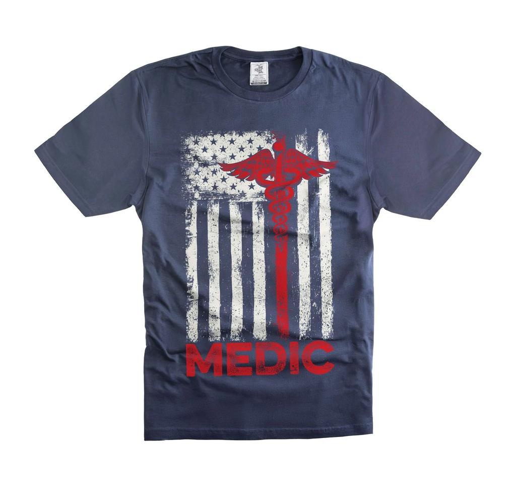USA Flag Patriotic Tee EMT Nurse T-shirt Doctor Healthcare Paramedic Gift
