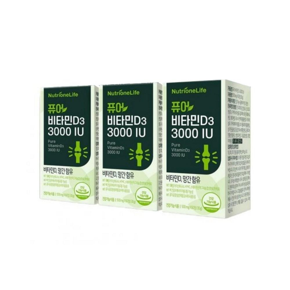NutriOne Pure Vitamin D3 3000IU Manganese Dual-Function Vitamin 60 Tablets 3 pcs