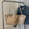 Boho Chic Handgewebte Stroh-Tragetasche - Großes Fassungsvermögen, Leichte Schulter-Handtasche mit Doppel-Seilgriffen & Zierknoten für den Strand