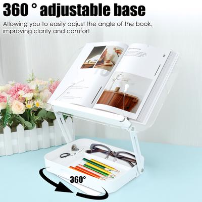 Reading Books Holder Transparent Desktop Book Laptop Stand with 360° Rotating Base Height Adjustment Heightening Picture Bracket