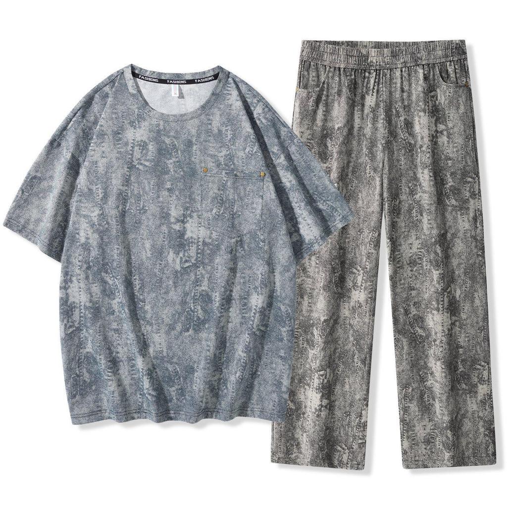 M-9XL Herren Trendiges Lockeres Sommerjacke & Weite Hosen 2-teiliges Set