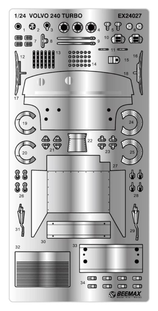 Volvo 240 Turbo 1985 DTM Champion Detail Up Parts Plastic Model Parts EX24027 Molding Color Platts/BEEMAX