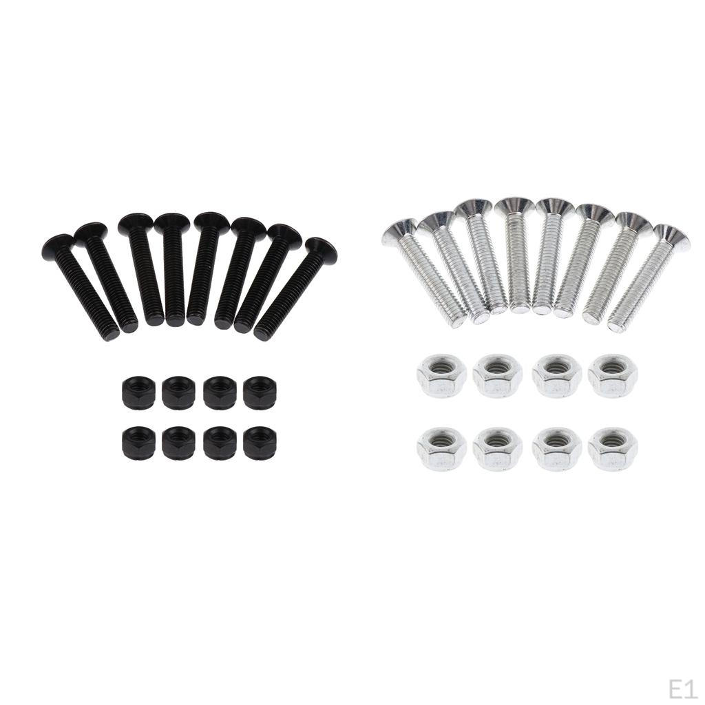 8 Sets Outdoor Mounting Screws and Nuts Hardware for Skateboard Longboard Scooter Cruiser