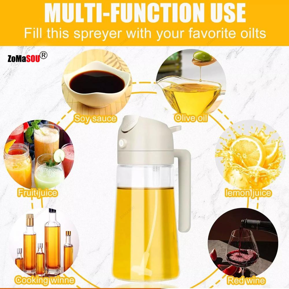 Top 2-in-1 Oil Dispenser Sprayer Pourer Oil Bottle Plastic Oil Container Vaporizer for Kitchen Salad Barbecue Camping Cooking 4