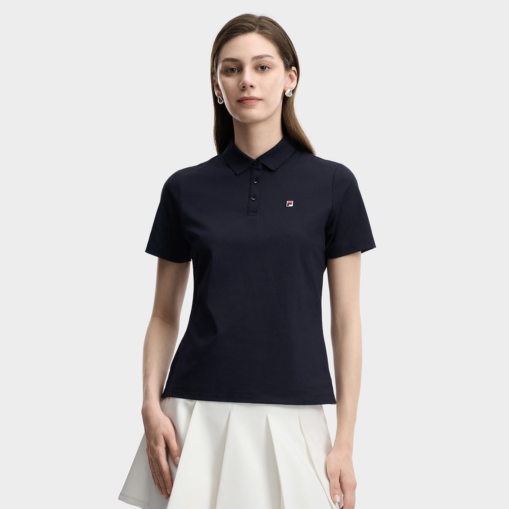 FILA Heritage Fashion Simple Classic Retro Casual Light Business Versatile Comfortable Knitted Short Sleeve Polo Shirt Women tops F51W628101FNV