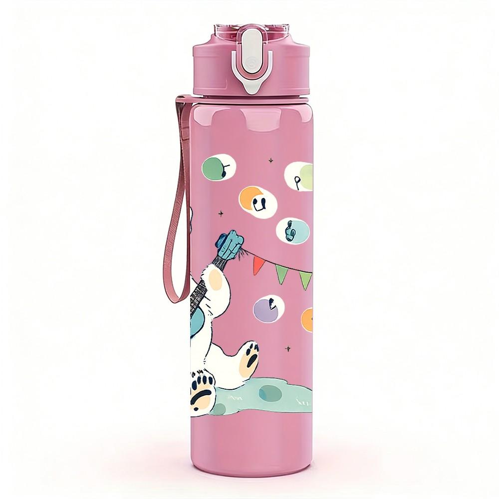 1PC Snowman Bird Winter Cute Print 750ml Color Plastic Sports Water Bottle Leakproof Flip Straw Lid Suitable for Sports Office Home Use