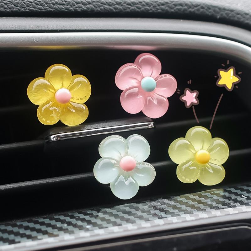Car Air Outlet Decorative Clip Daisy Auto Air Conditioning Vent Crystal Daisy Resin Ornaments Car Interior DIY Decor Accessories