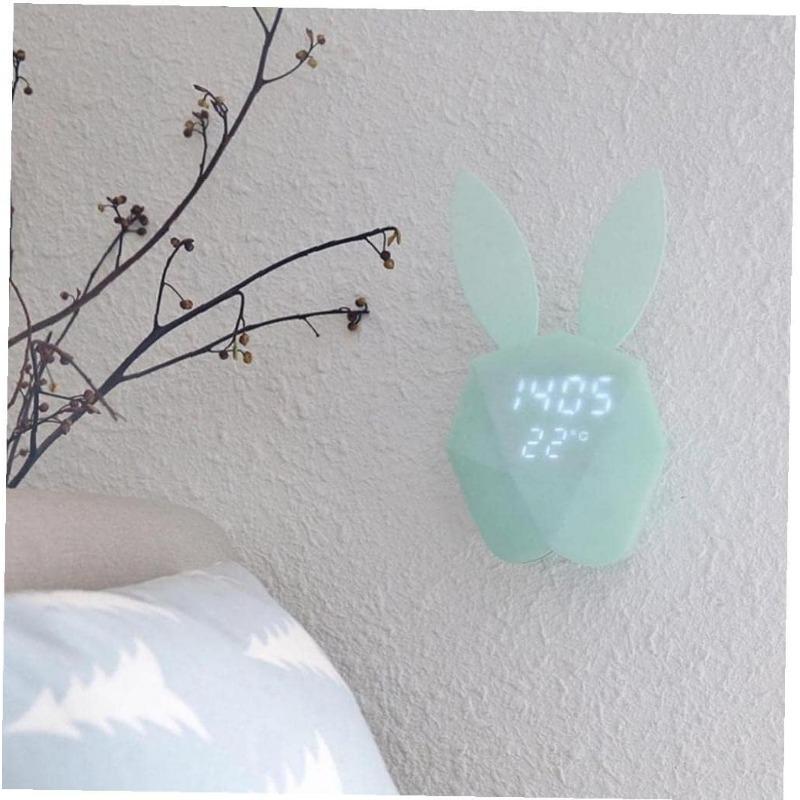 Dziecięcy budzik z alarmem, uroczy model królika, budzik z inteligentnym sterowaniem głosowym, zegar biurkowy, zegar z ładowaniem USB