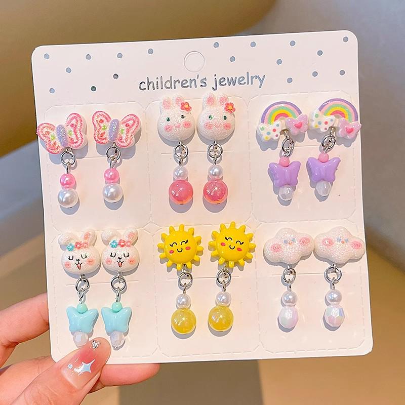 

Мультяшные серьги-клипсы с бантиками для девочек - Милые, безболезненные, летние детские аксессуары для ушей