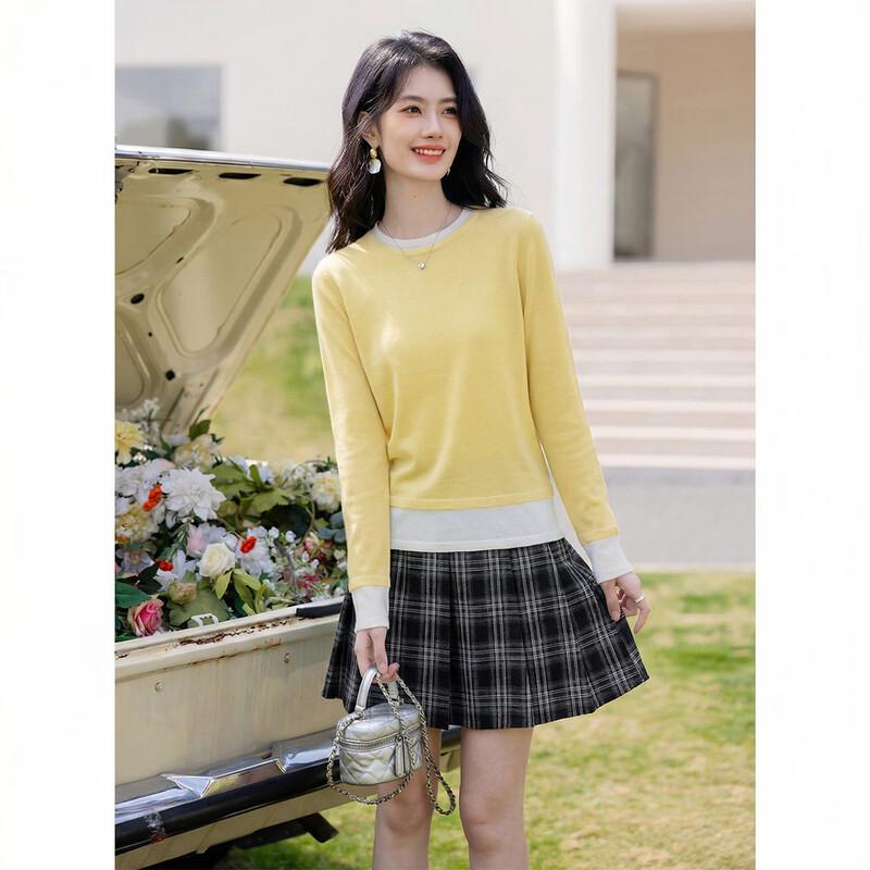 Mokana Women s Faux Two-Piece Knit Sweater Top One Size