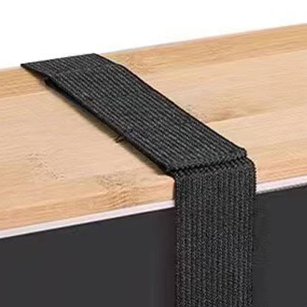 Double Layer Bento Box Multipurpose Wooden Lid Compartment Bento Lunch Box for Work School Home 1200ML Black