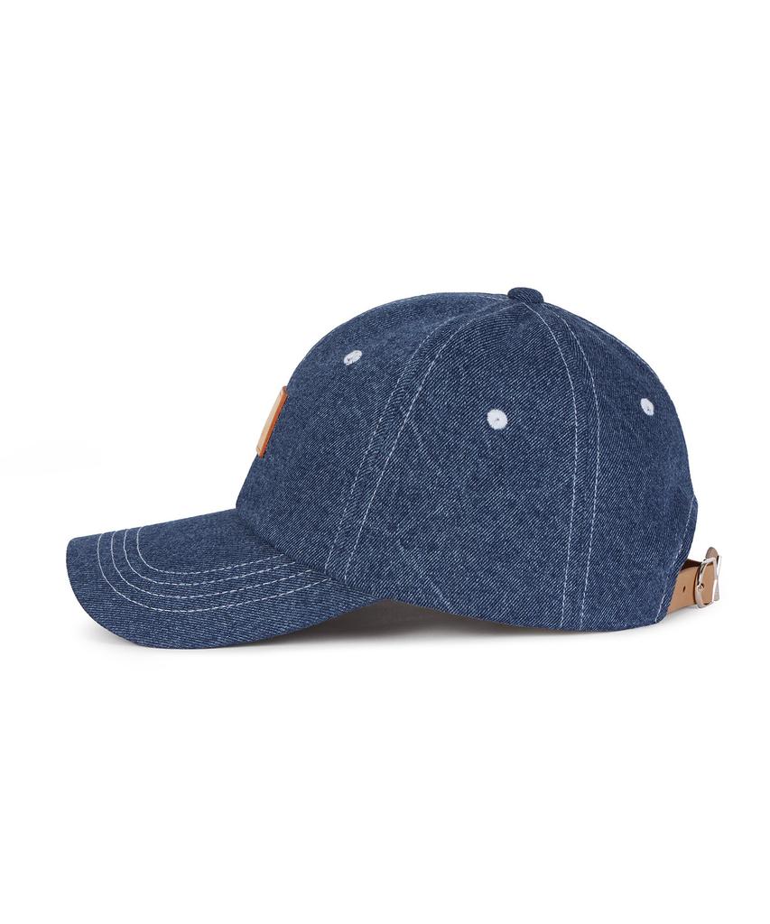 Bajal Va Square Denim Label Ball Cap Medium Blue