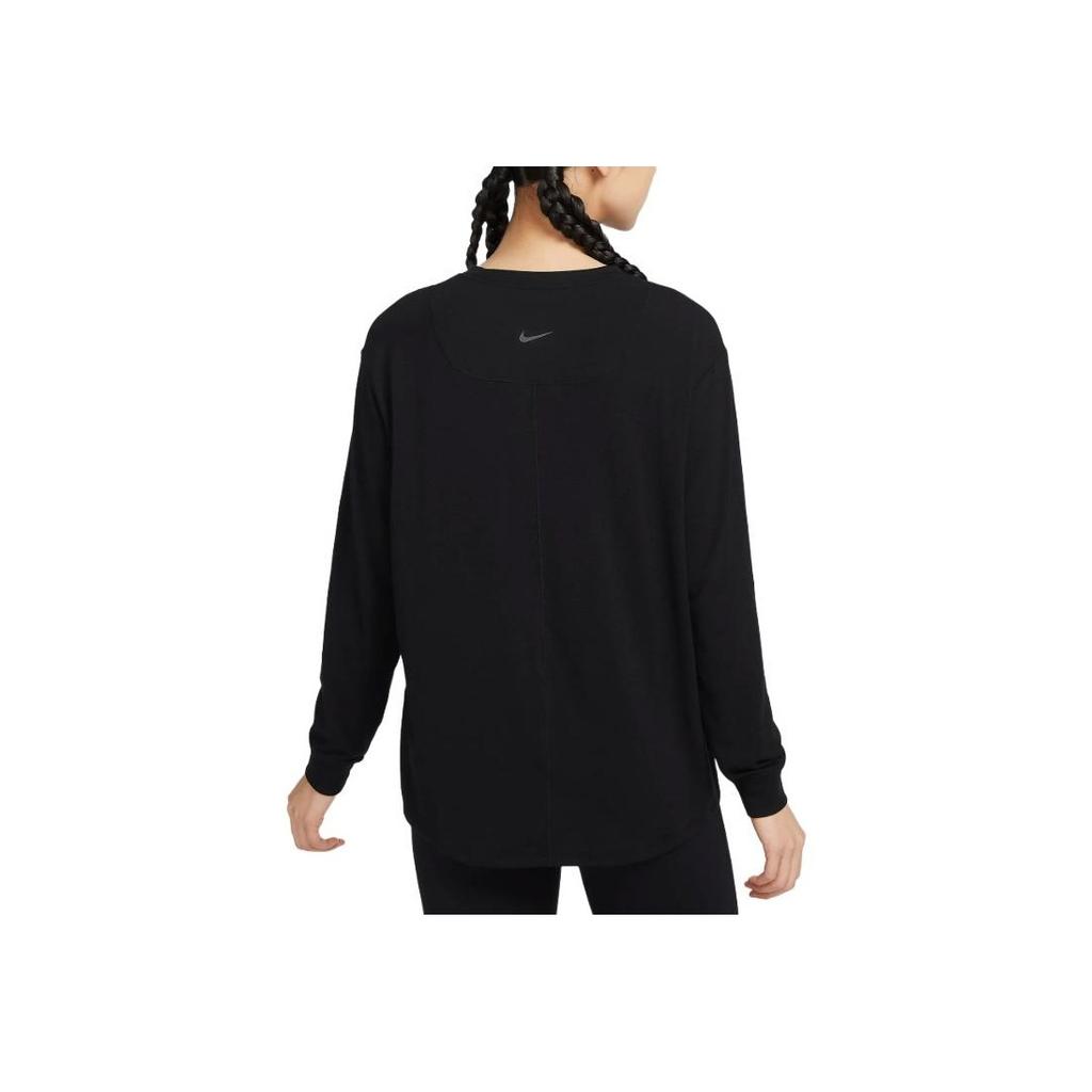 Nike Solid Color Crew Neck Long Sleeve Casual T-Shirt Women Tops Black FN2818-010