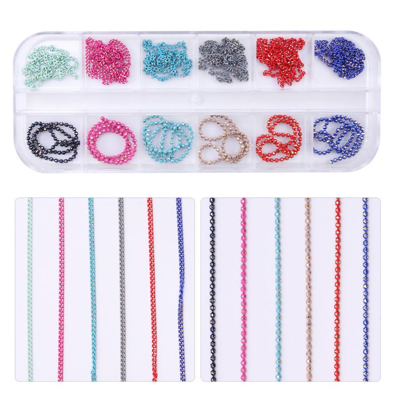 

12 Grid Chain Nail Art Jewelry Mixed Gold Chain Diy Nail Art Trinket Nail Decoration Accessories