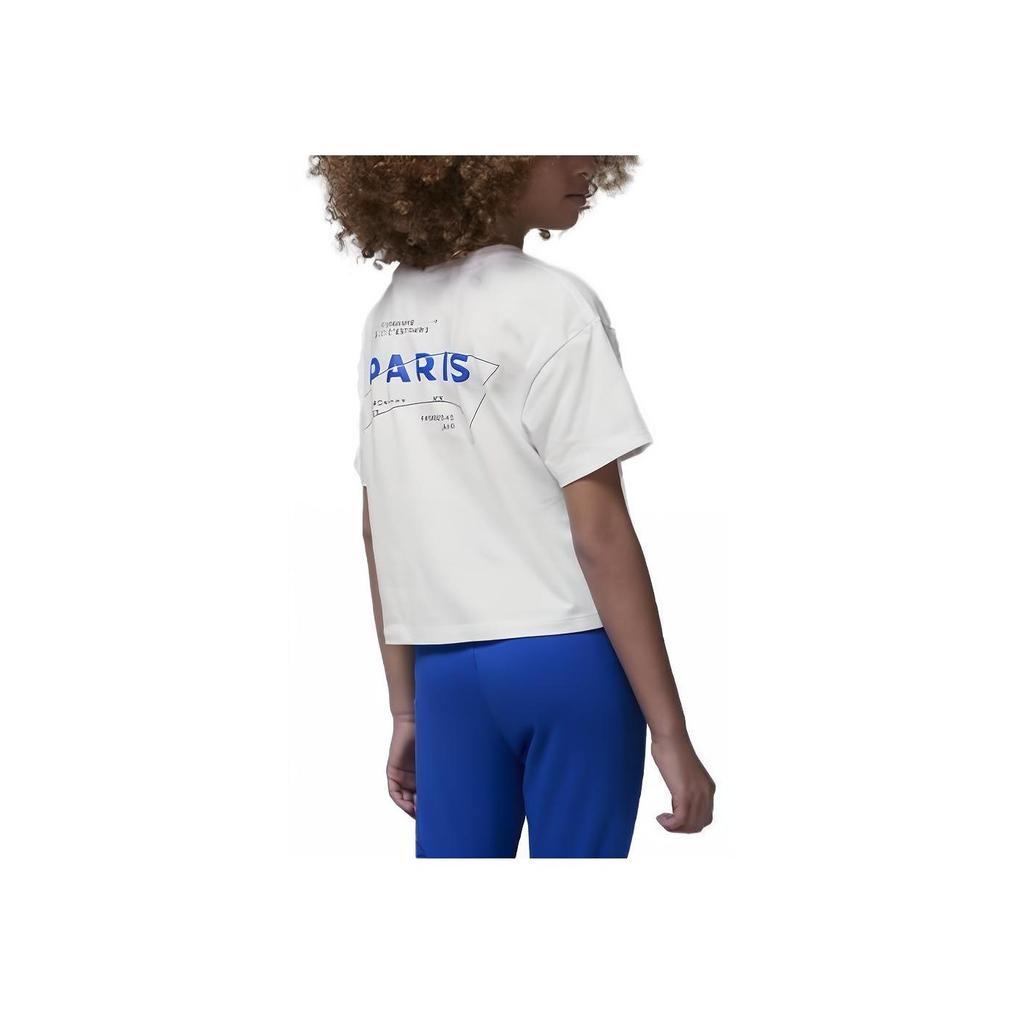 Jordan Letter Print Round Neck Sports Short Sleeve T-Shirt Childrens Kids Tops White FB0169-100