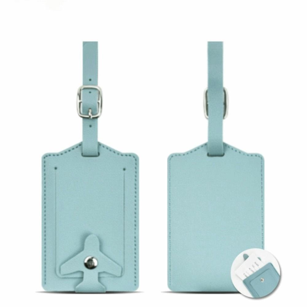 Durable PU Leather Luggage Tag Airplane Buckle Thickened Suitcase Label Flip Cover Anti Lost Boarding Pass Luggage