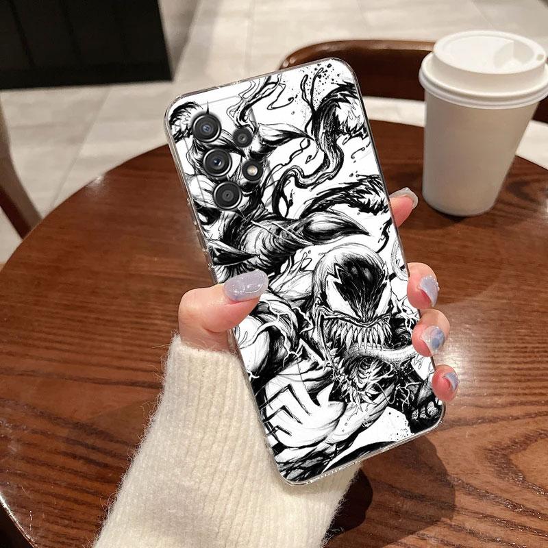 Marvel Venom Black Art Clear Case For Samsung Galaxy A57 A37 A56 5G A36 Cases A55 A54 A35 A26 A07 A17 A16 A06 A36 A15 Soft Cover