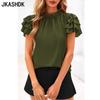 Moda damska Casual Lato Wiosna Jednolity kolor Drukuj Bluzki i koszule z krótkim rękawem i dekoltem w kształcie litery O