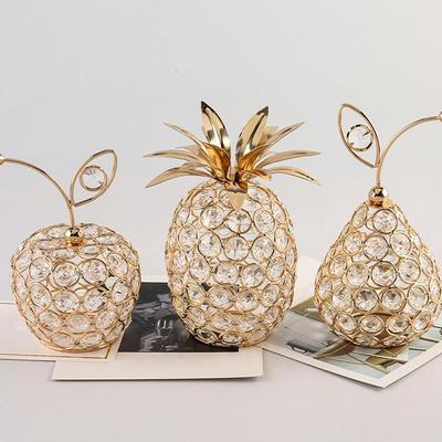 Ornamenti Mela Cristallo Creativi Strass Bling Forma Ananas Miniature Artigianato Pera Neve Decorazione Casa Oggetti di Scena per Fotografia