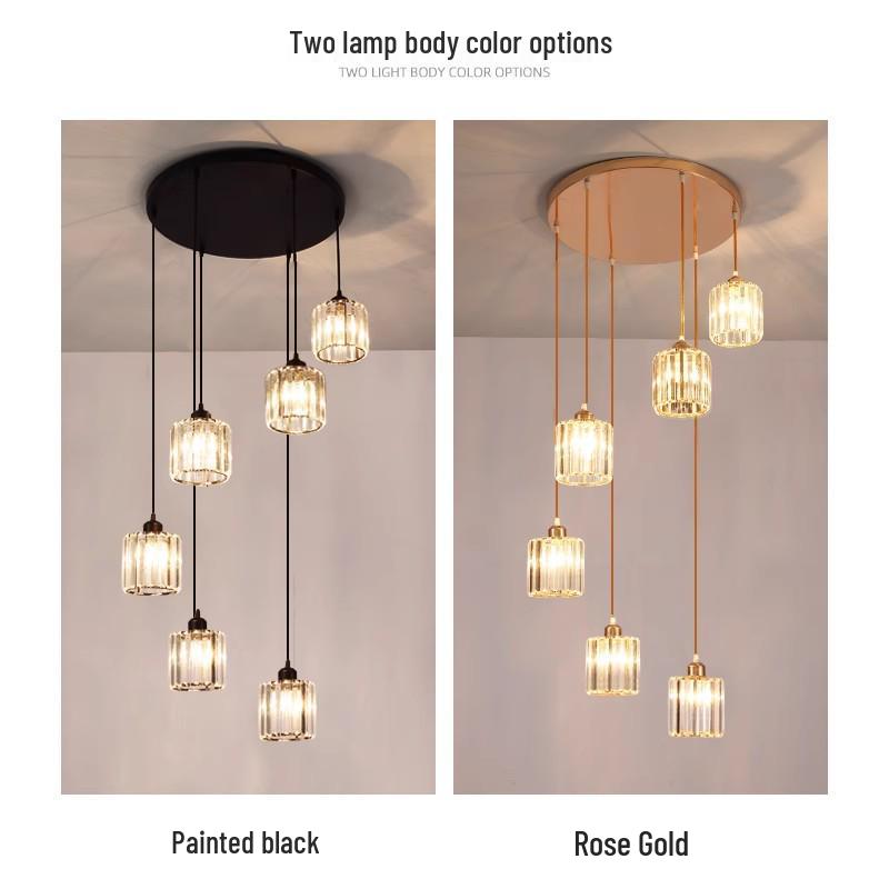 Crystal Stairway Chandelier for Duplex Loft and Villa Living Rooms
