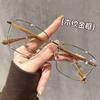 Gold Frame Wood Grain Legs Gold Silk Glasses For Men And Women Can Be Equipped With Myopia Degree Square Frame Flat Mirror Anti-Blue Glasses Frame