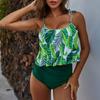 Ruffle Edge Swimsuit, European And American Women's Belly Covering High Waisted Swimsuit, Tie Dyed Bikini