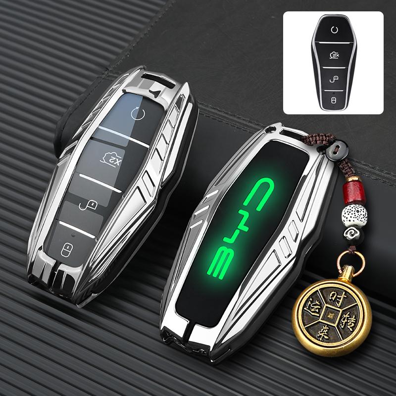 Car Zinc Alloy Leather Key Case Cover For BYD Atto 3 Han EV Dolphin Lied Tang Dm Qin PLUS Song Pro MAX Yuan Keychain Accessories