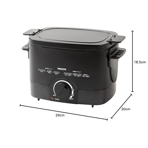 YAMAZEN Electric Fryer, Master of Deep-Fried Food, 1.1L, Tabletop, Home Use, Temperature Adjustment Function (Includes Skewer Holder/Draining Net/Lid