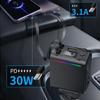 C88 USB Car Charger Cigarette Lighter Adapter with Dual Retractable Cable Bluetooth-Compatible 5.3