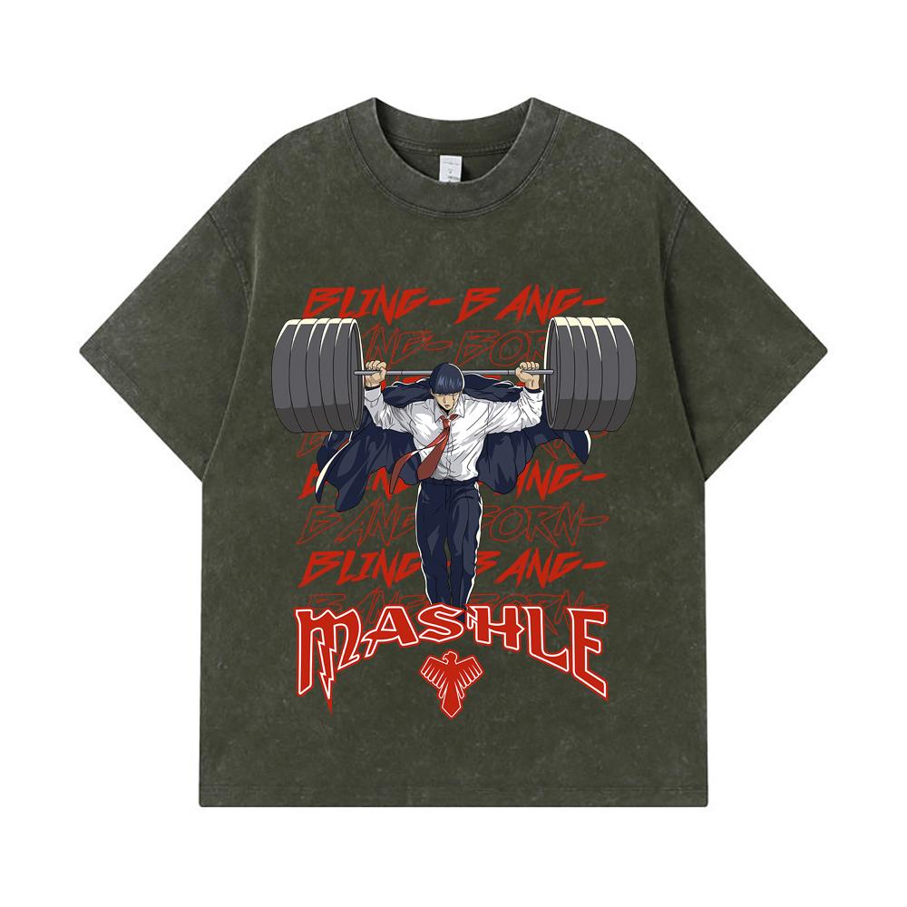 

275 GSM Washed T-shirts 100% Cotton Mashle V4 Mash Gym Print Unisex Heavy Cotton T Shirt S