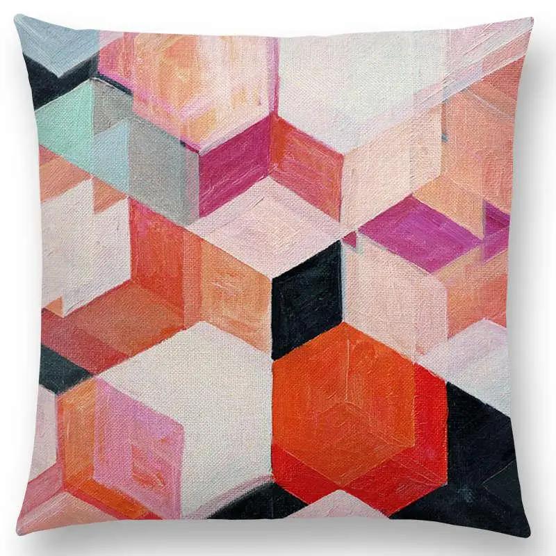 New Abstract Iridescent Stripes Bubbles Pastel Rainbow Geometric Painting Watercolor Sofa Throw Pillow Case Car Cushion Cover