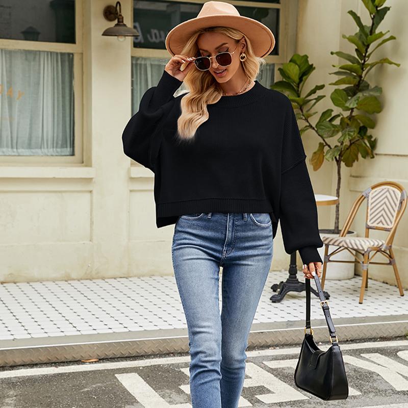 Женский свободный короткий пуловер — фото 15