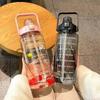 With Time Marker Fitness Straw Cups 2L Drink Bottle Plastic Sports Water Bottles  for Outdoor