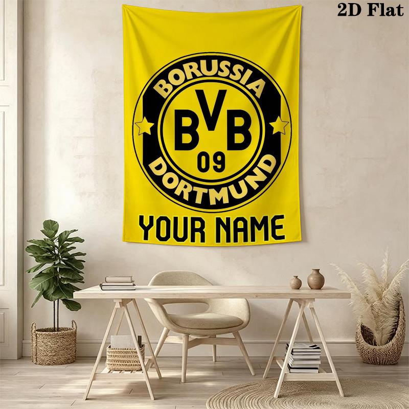 Custom Name Dortmund Wall Tapestry Aesthetic Wall Hanging Printed Fabric Blanket Decorative Tapestries for Bedroom Living Room Home Decor