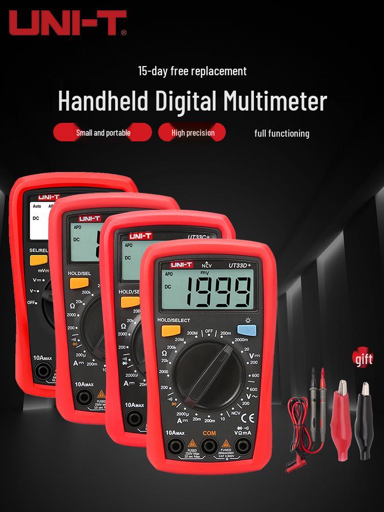 UNI-T UT33B+ Hochpräzises Smart Digitalmultimeter - Mini Anti-Burn Spannungsprüfer für Elektriker