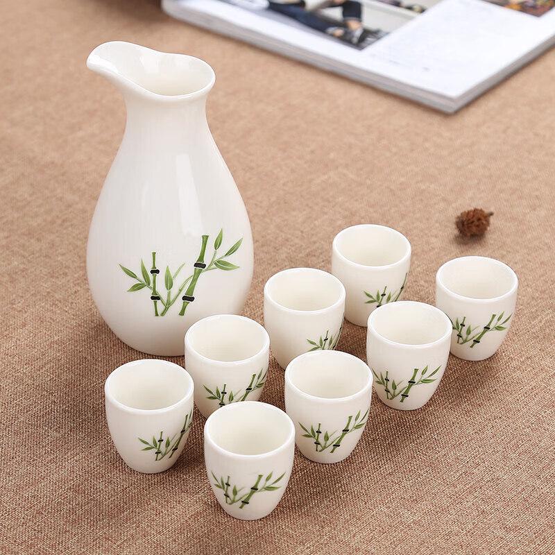 Qiwei 9-Piece Japanese Ceramic Sake & Wine Set
