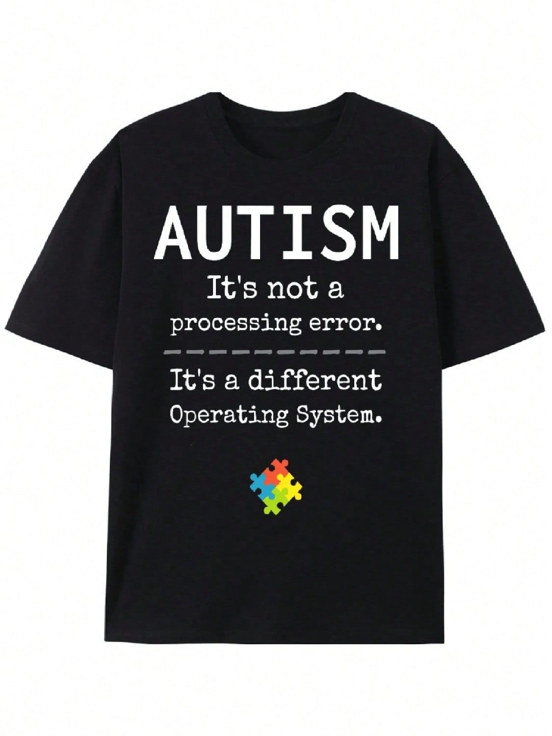 Sense Of Design- s Autism Awareness Cotton T-Shirt - _It s A Different Operating System_ Graphic, Black With White Text, S разноцветный