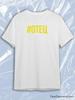 TeeSensation White Crew Neck Short Sleeve T-Shirt with Yellow Hashtag OTETS Text