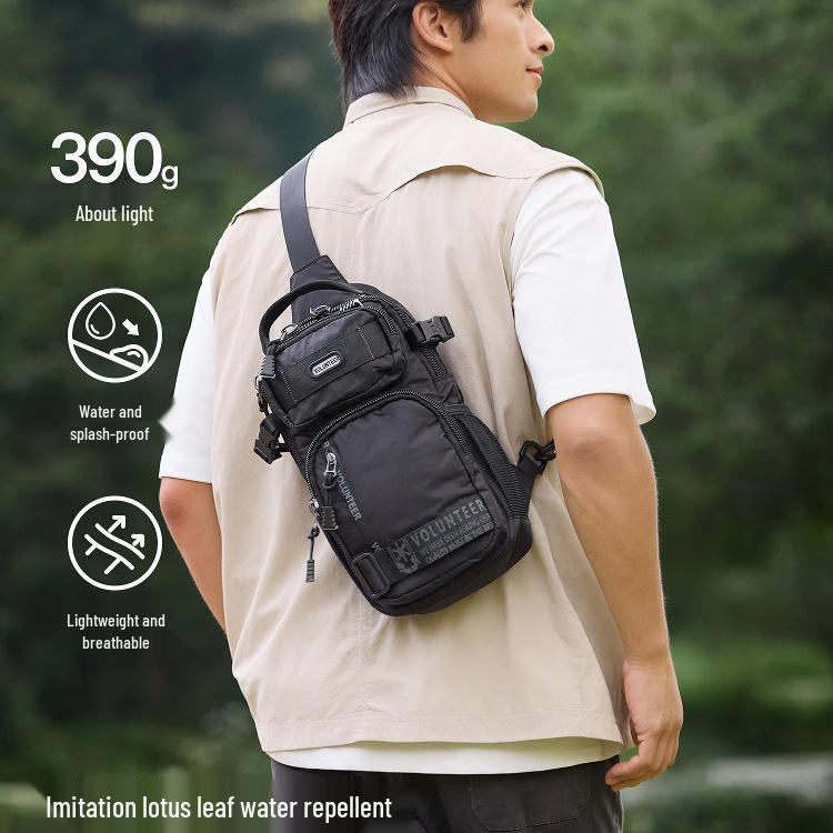 2025 Men's Large Capacity Canvas Chest & Shoulder Bag – Multifunctional Tactical Crossbody with Oxford Cloth for Outdoor Use