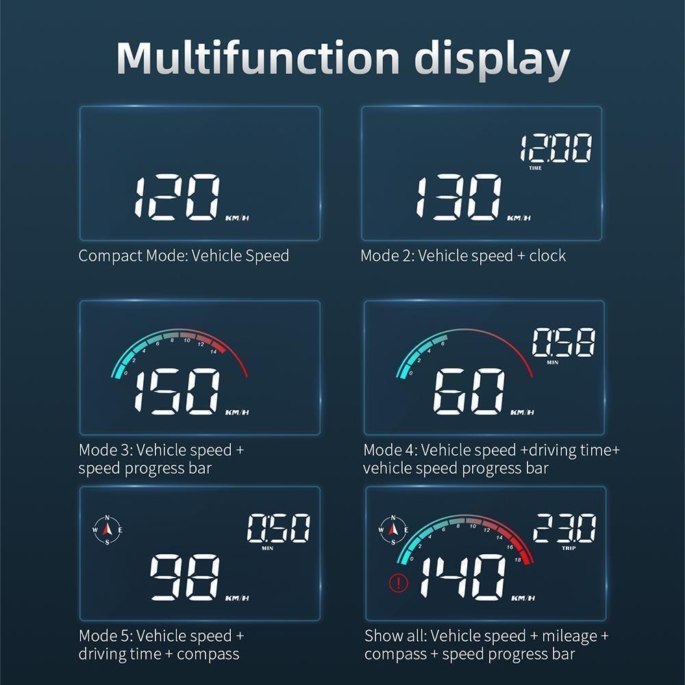M22 HUD Head Up Display GPS Instrument de viteză cu alarmă de supraviteză pentru vehicul hibrid electric universal cu combustibil ulei