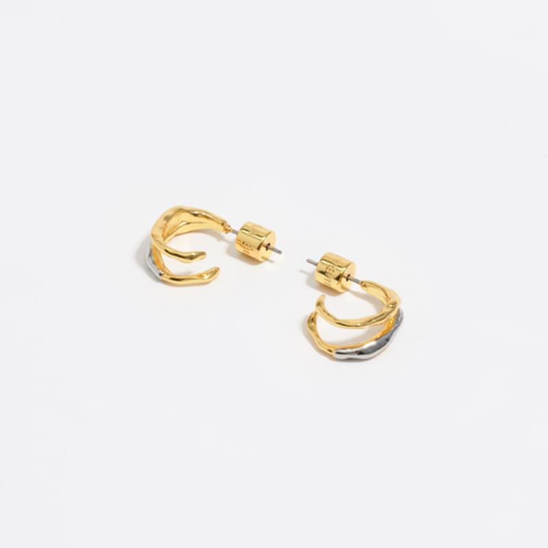 BIMBA Y LOLA [25FW] BIMBA Y LOLA Two-Tone Texture Double Hoop Earrings B256AIW020MUF