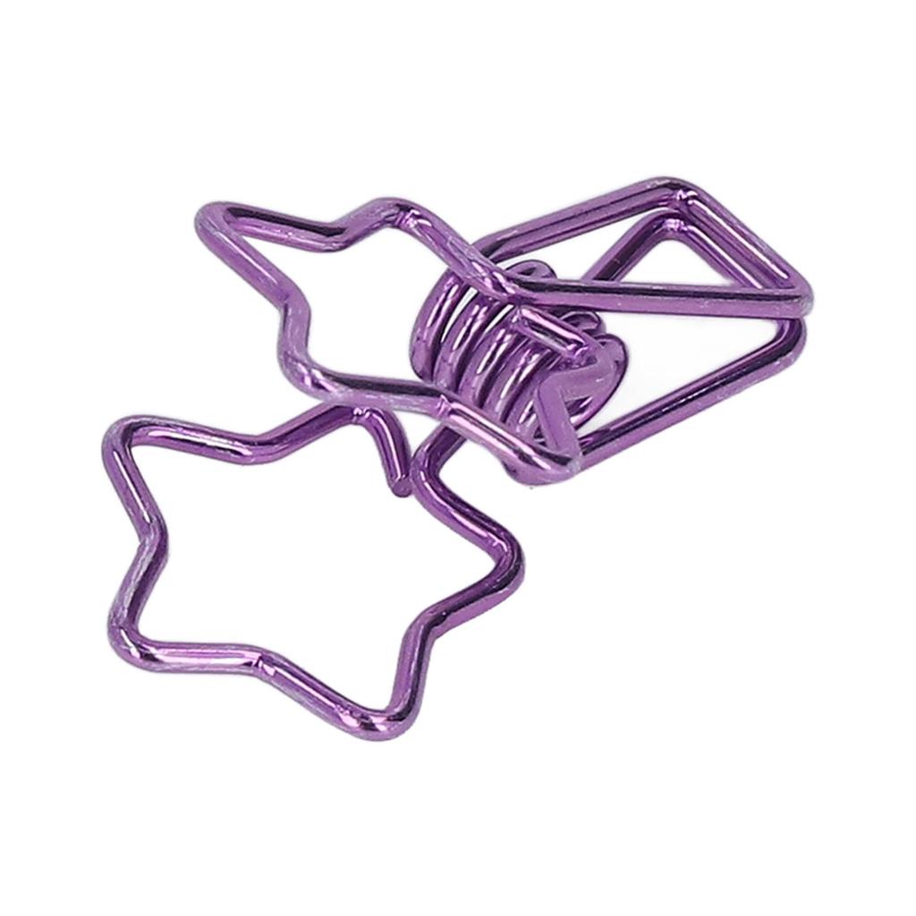 100pcs Star Clips Cute Cartoon Hollow Strong Clamping Force Sturdy Metal Paper Clamps for Account Tickets