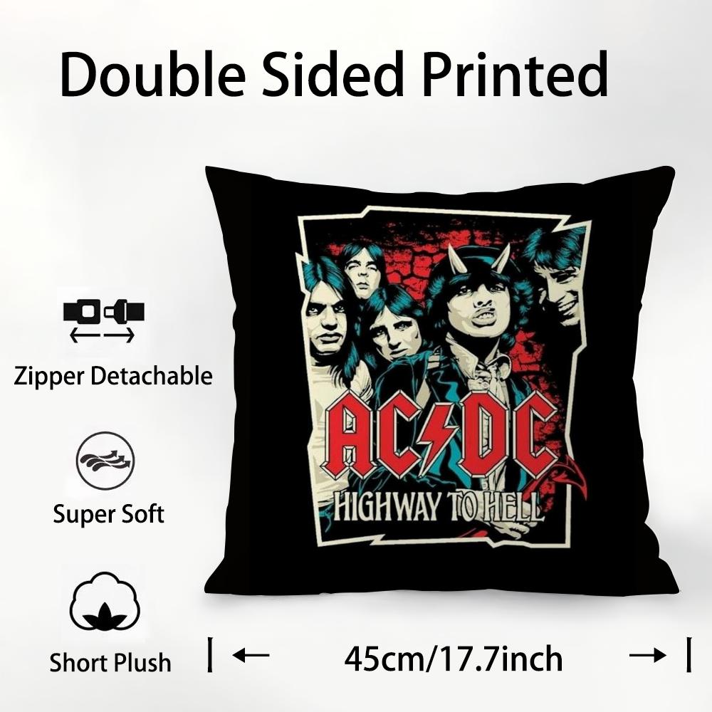 A-AC D-DC Back In Black Pillow Case Plush Fabric Soft Double Sided Print Sofa Cushion Cover Throw Pillow Covers