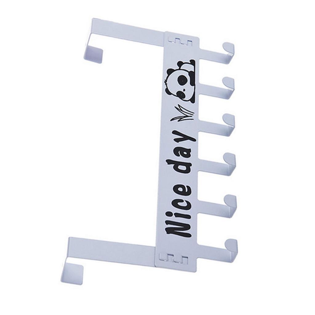 6 Hooks Over The Door Hooks Strong Load Bearing Capacity Space Saving Metal Door Hanger Hooks for Coat Hat Bag White
